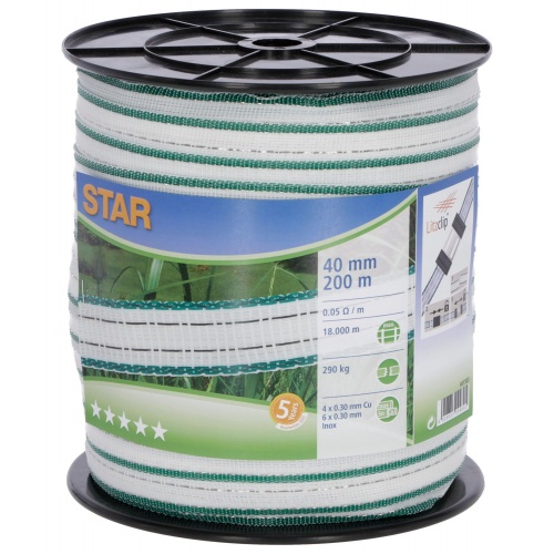 Vodivá páska STAR 200 m, 40 mm, bielo-zelená