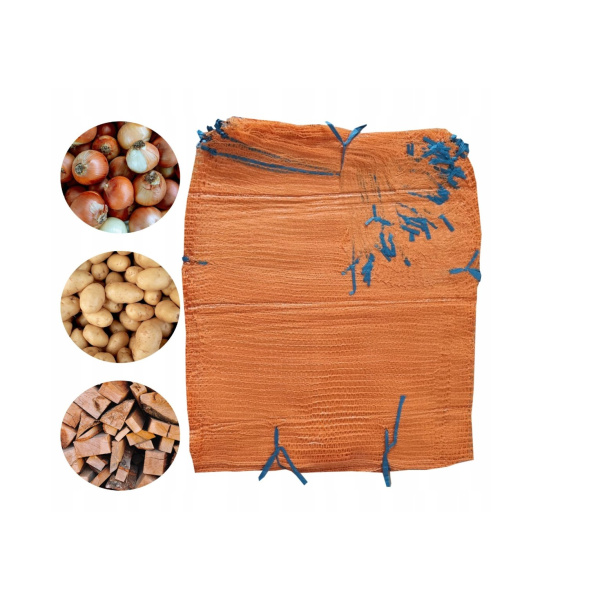 Rašlové vrece 50×65 cm – oranžové, 100 ks, na zemiaky, cibuľu a drevo.