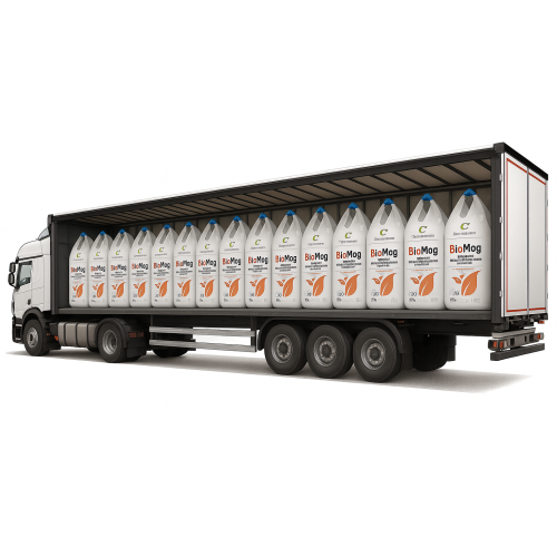 Náves 24 t naložený bigbagmi BioMag pripravený na dopravu vápenato-horečnatého hnojiva.